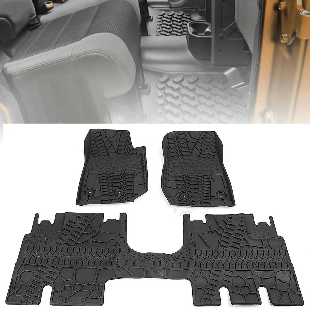 

3PCS Rubber Slush Floor Mats Set For Jeep Wrangler JK 2014 2015 2016 2017 2018 All Weather