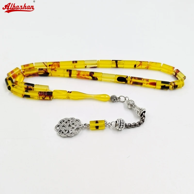 

Tasbih Ramadan kareem yellow resin Rosary Muslim bracelet Gift for eid 33 prayer Beads Misbaha Islam bracelet