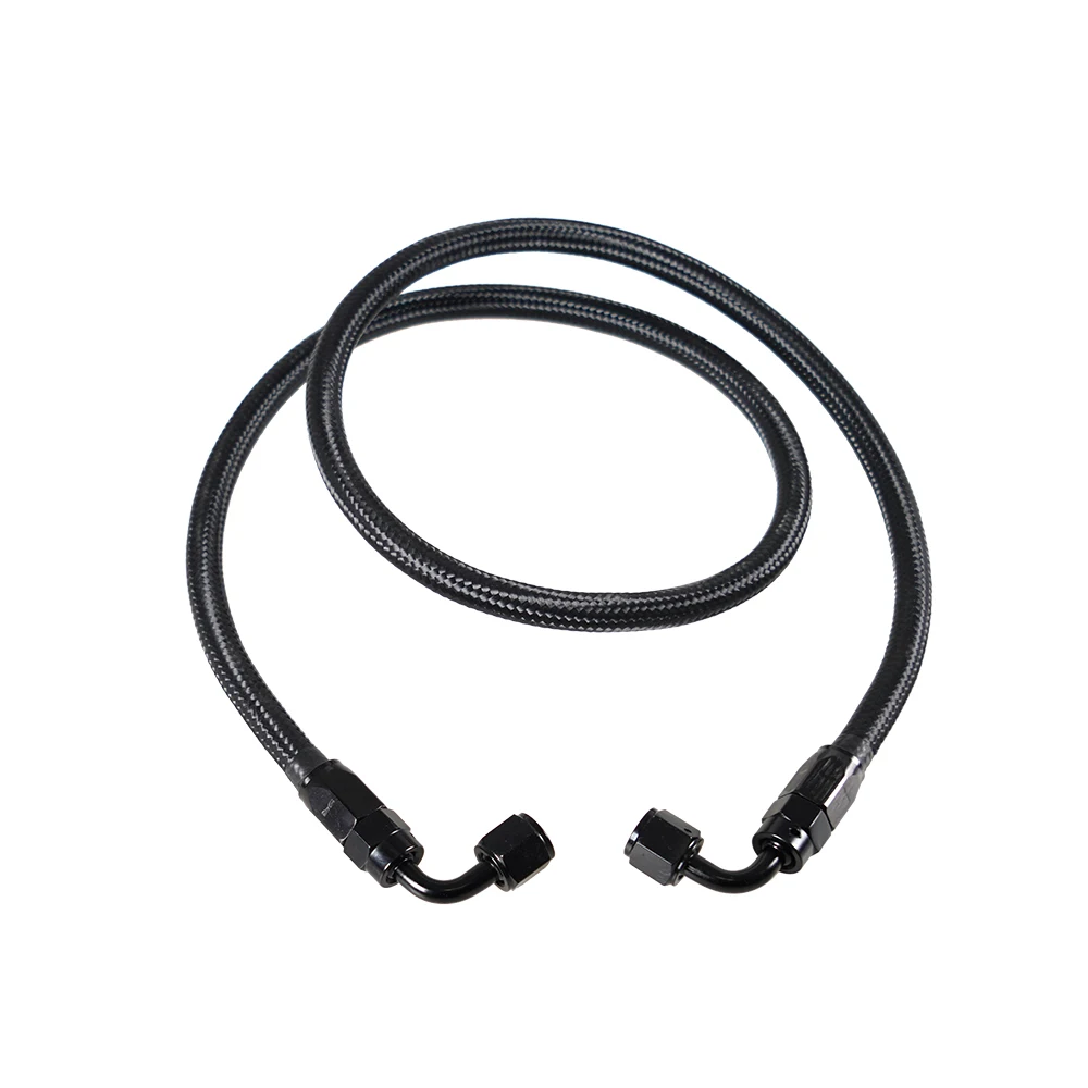 1M AN4 4AN Black Braided Oil Fuel Fittings Hose End 0+90/90+90 Degree Oil Adaptor Kit Oil Fuel Hose Line