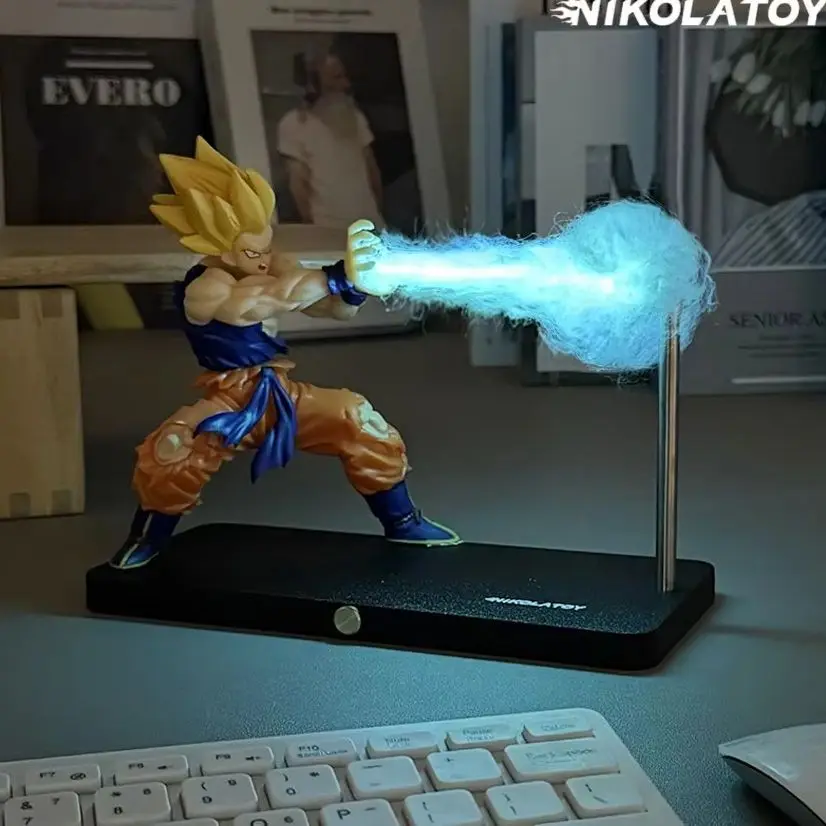 

NIKOLATOY Super Saiyan Son Goku Chaozu Figure Dynamic Wave Kamehameha Wave Night Light Decoration Ornament Toys Gift