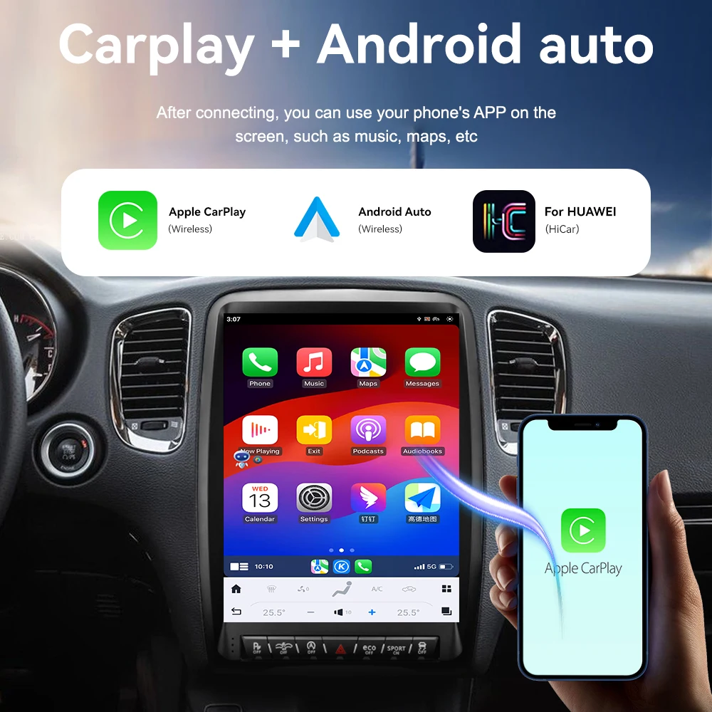 13.8'' for Dodge Durango 2014-2016 Navigation Touch Screen Radio Auto Stereo Wireless Carplay Car Multimedia Player Head Unit