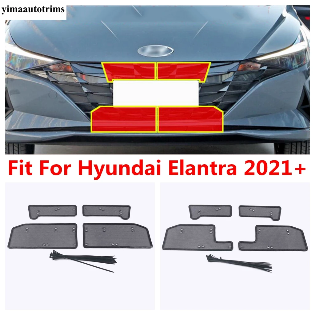 

Car Insect Screening Mesh Front Grille Insert Net Protection Cover Trim Accessories Exterior Kit For Hyundai Elantra 2021 - 2023