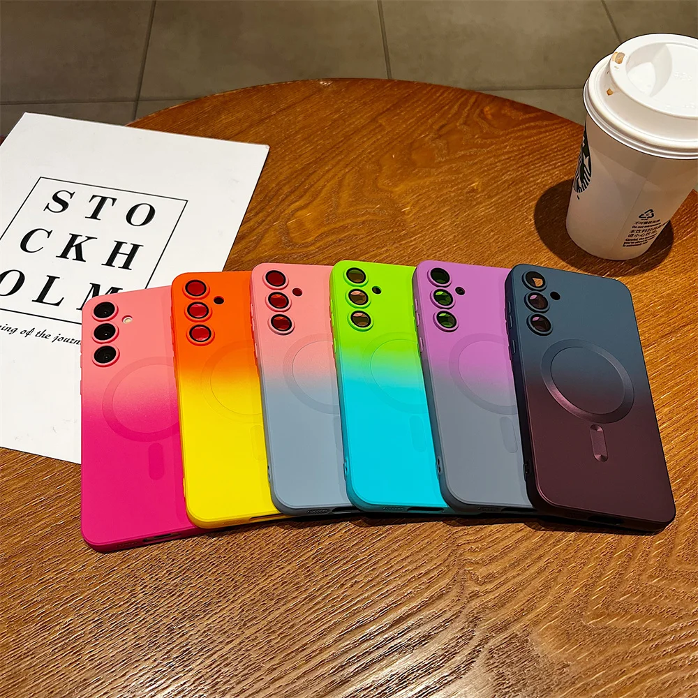 Bunte magnetische Handyhülle für Samsung Galaxy S25 Edge S24 S23 S22 Ultra Plus A56 A55 A54 A35 A34 A26 A16 A15 A06 Soft Cover