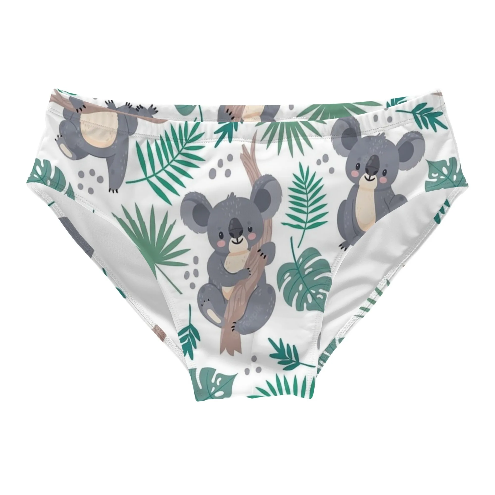 Cute Cartoon Koala Print Men's Swim Trunks Close-fitting Soft  Comfortable and Skin-friendly for Fitness and Beach Swimming