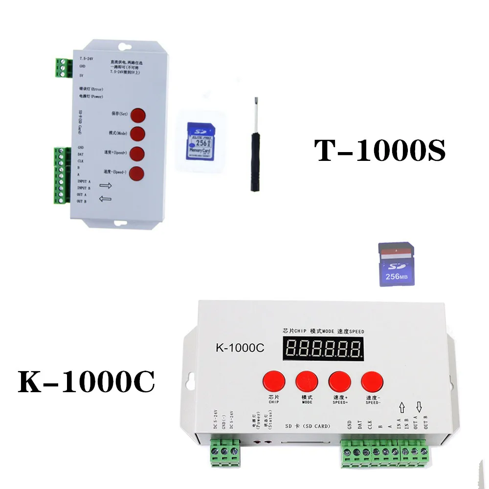 

LED T1000S 128 SD Card Pixels Controller,DC5~24V,for WS2801 WS2811 WS2812B LPD6803 LED 2048 strip light lamp