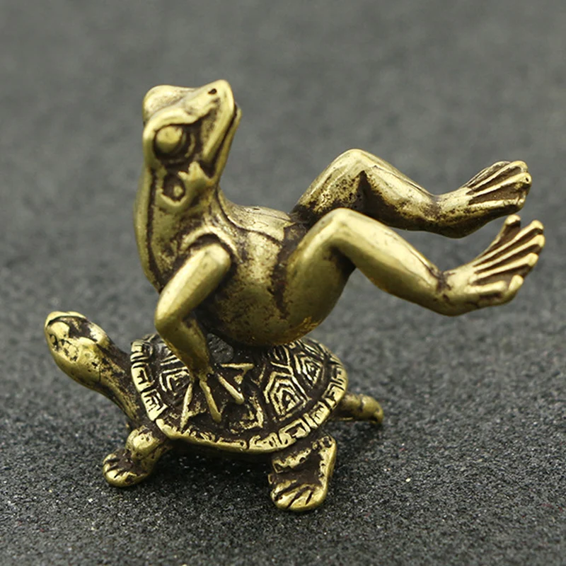 Solid Brass Frog Turtle Figurine Mini Statue Incense Burner Ornament Desk Decor Fine Workmanship And Beautiful Appearance