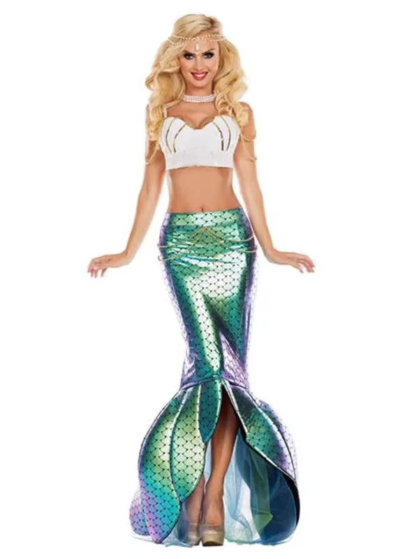 New Couple's Mermaid Sea King Sea Queen loween Oceanarium Performance Costume Cosplay Stage Wear Polyester Fiber 00%