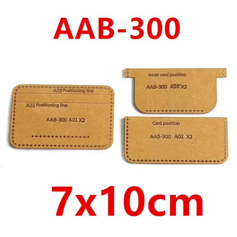 1 Set DIY Leather Handmade Card Holder Double Coin Card Storage Bag Sewing Pattern Hard Kraft Paper Stencil Template 7*10*0.5cm view 2