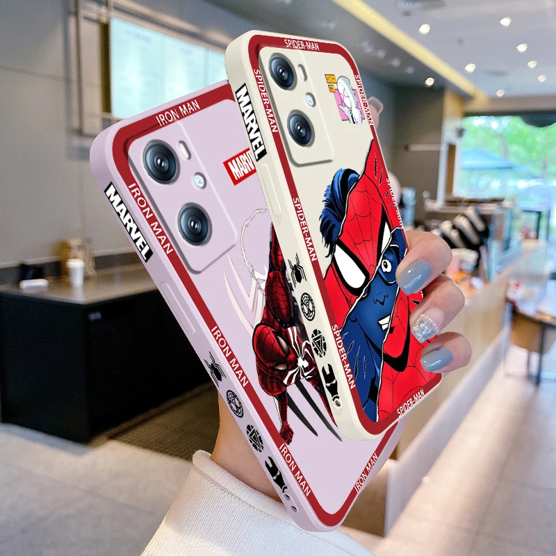 Marvel Super Spiderman Hero Liquid Left Rope For OPPO Find X6 X5 X3 A98 A96 A94 A93 A77 A76 A74 A72 A57 A53 A16 5G TPU