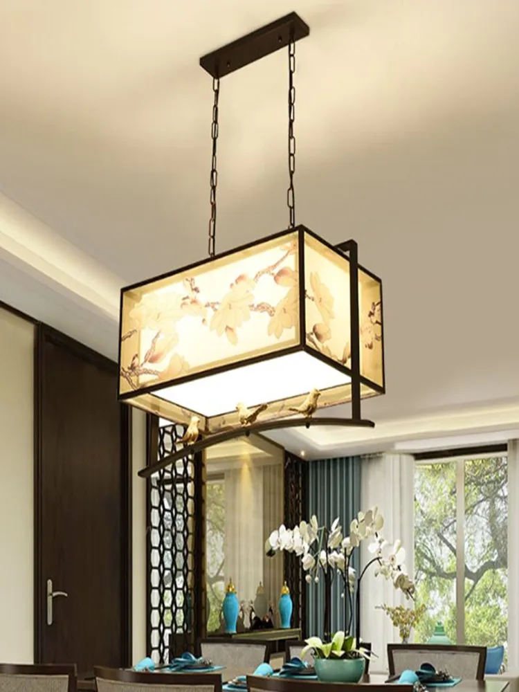 New Chinese chandelier single head restaurant chandelier antique study bedroom small chandelier bar hotel fabric lamps