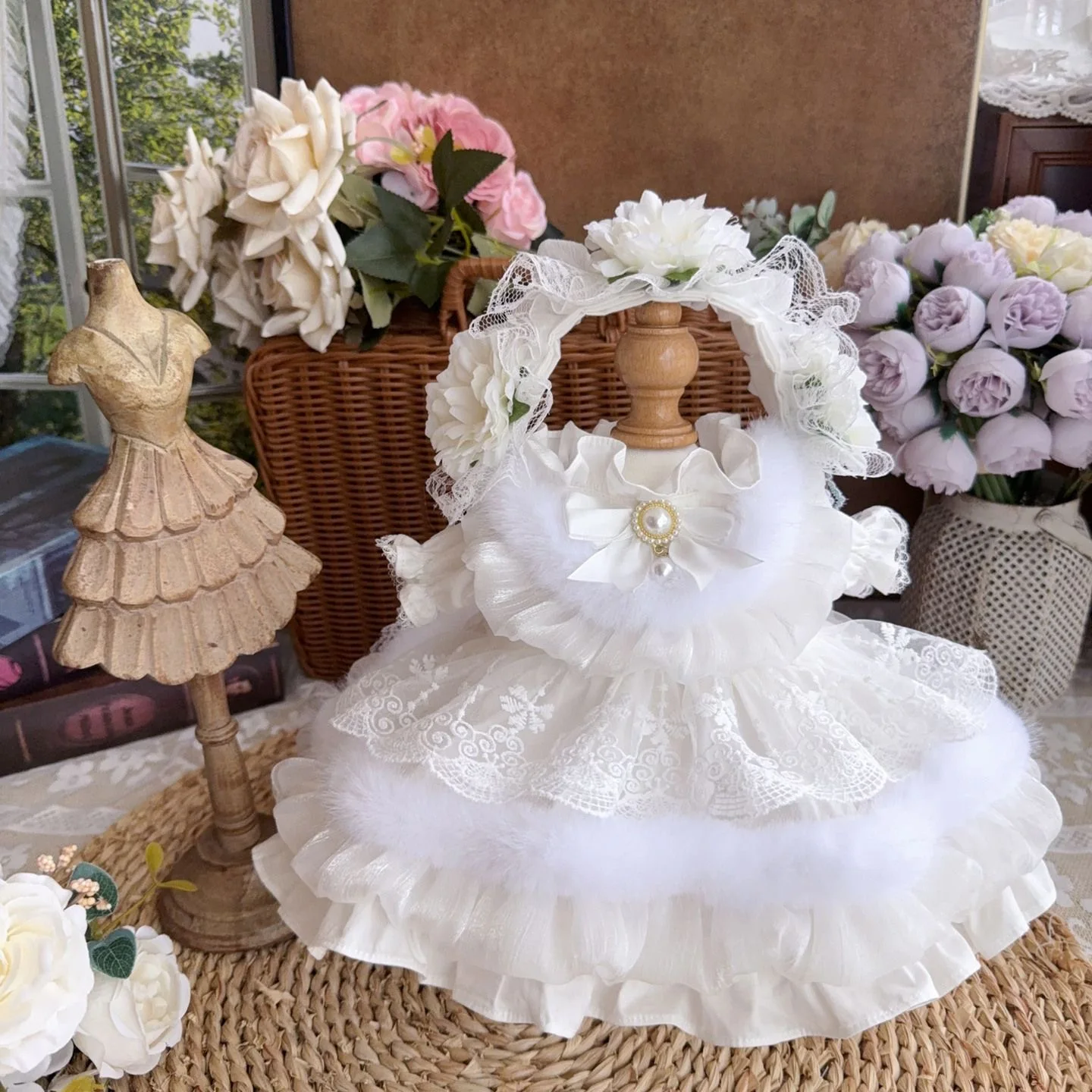 Ropa de muñeca de algodón de 20cm, 15cm y 10cm, vestido de novia para muñeca reborn de 50cm y accesorios para el cabello de muñeca, envío gratis