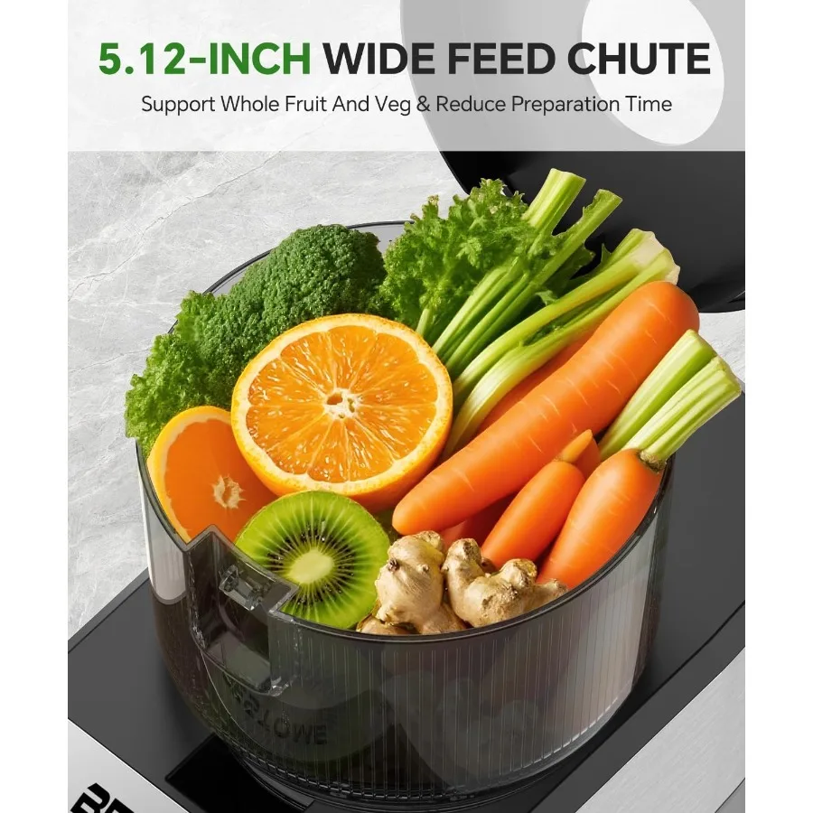 【Best-selling】5.12 Inch Cold Press Juicer Slow Masticating Extractor Quiet Motor High Yield BPA-Free
