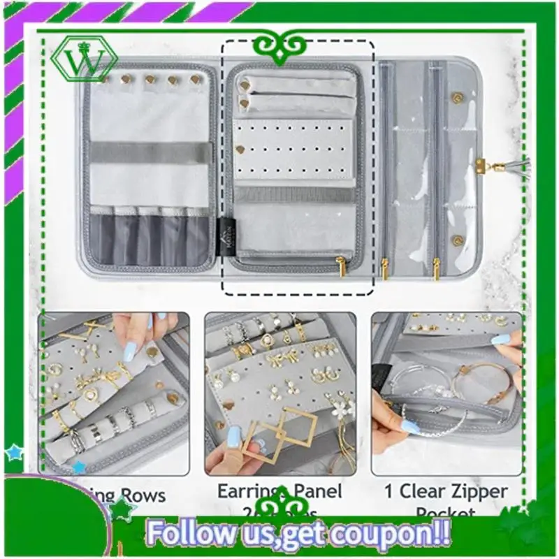 

Travel Jewelry Organizer Case, Foldable Waterproof Jewelry Roll, Women Jewelry Bag For Earrings, Rings, Necklaces Durable