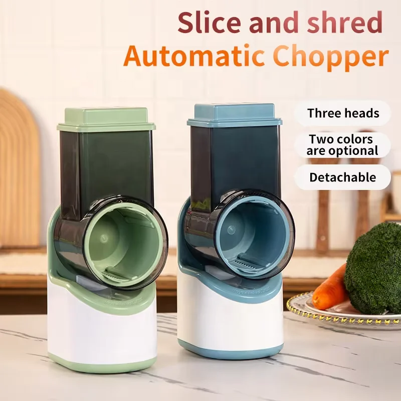 Wireless Electric Vegetable Cutter 3 Interchangeable Blades Slicer Shredder Grater One-Button Operation USB Rechargeable