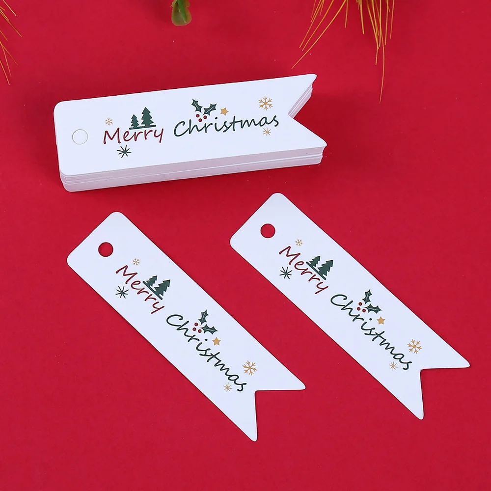 100pcs X-mas Christmas Kraft Paper Tags Cardboard Cards Christmas Party Gift Packing Tag Cookie Candy Packaging Supplies
