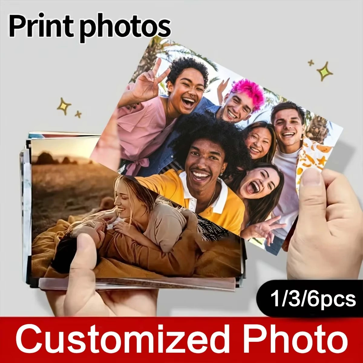 1/3/6 Pack 5x7 Inch Custom Photo Prints, Ideal Gifts For Family Friends Wife