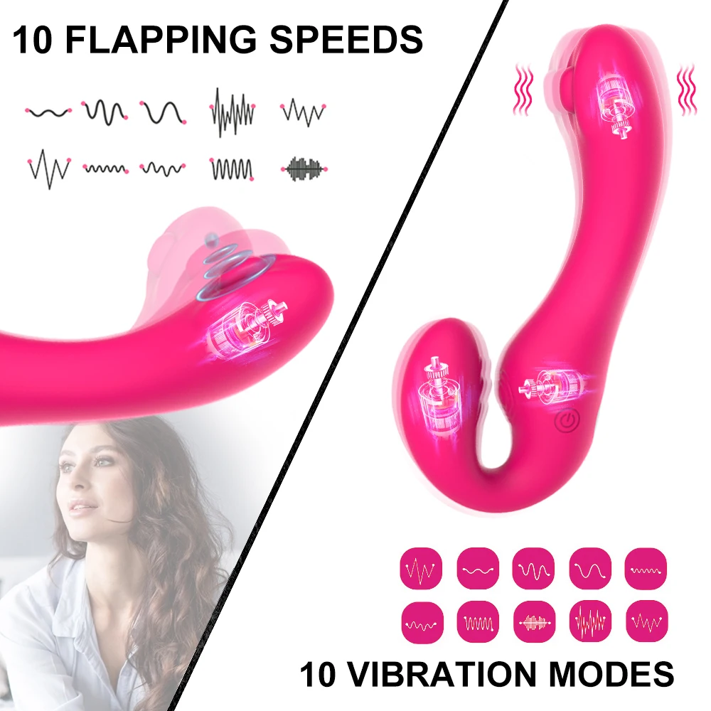 10*10 Speeds Strapless Strapon Dildo Vibrator Female Double Motor Vibrating Flapping G Spot Adults Sex Toys for Lesbian Women