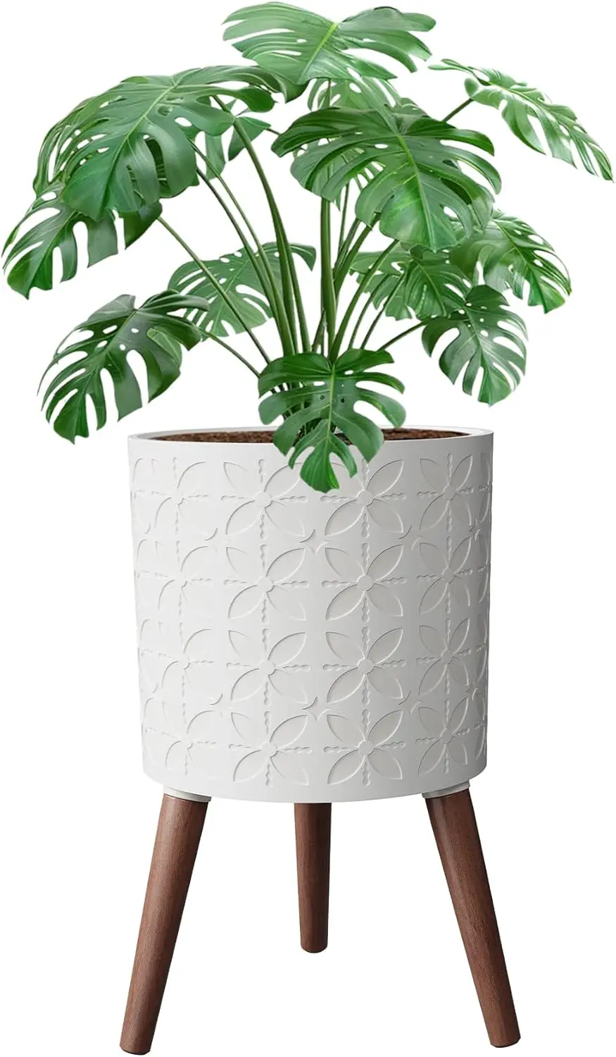 

10 Inch Modern Planter with Stand and Drainage Holes for Indoor and Outdoor Plants