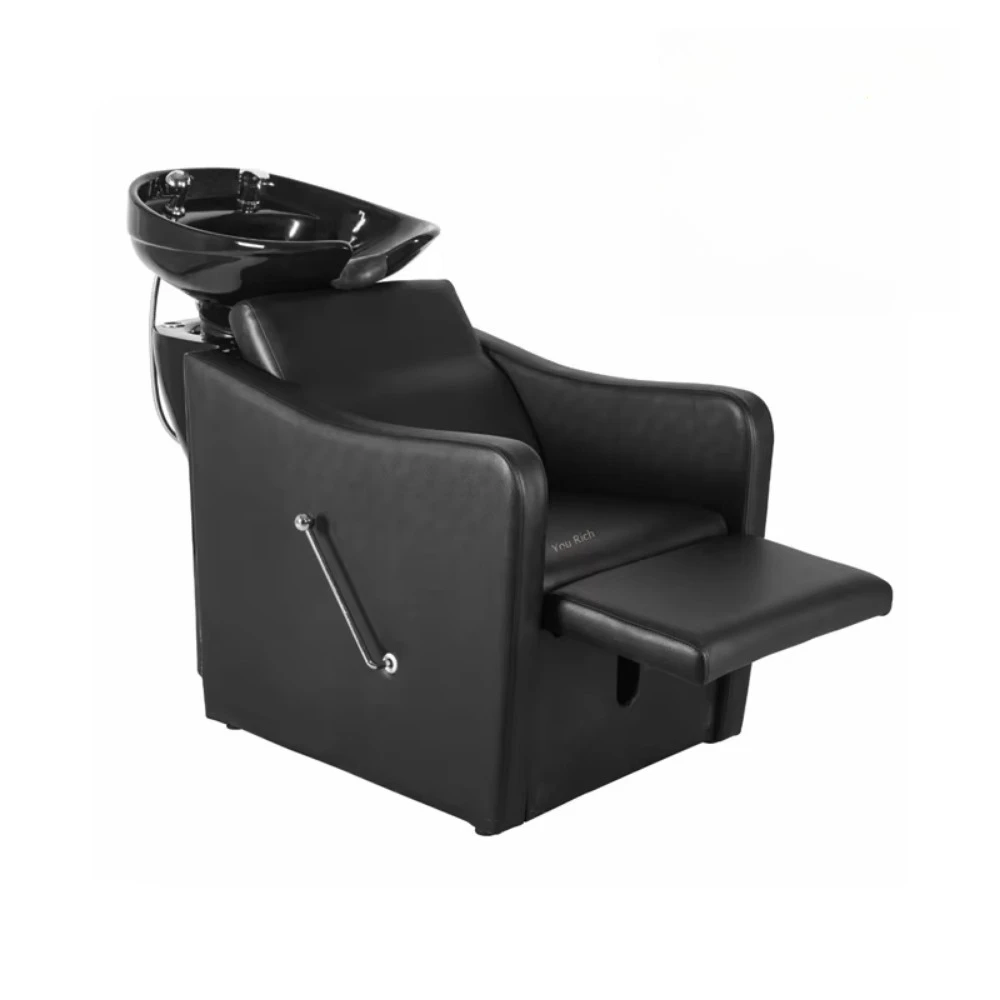 Comfortable Shampoo Chair with Adjustable Leg Support, Ceramic Basin, and Head Massage