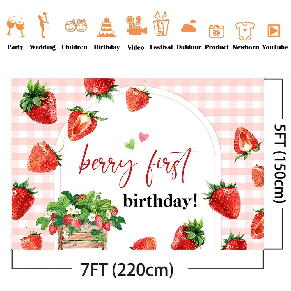 خلفية التصوير الفوتوغرافي لحزب الأميرة ، خلفية الفراولة وديزي ، 1st عيد ميلاد ، الوردي ، التوت المائية ، أول Bday موضوع