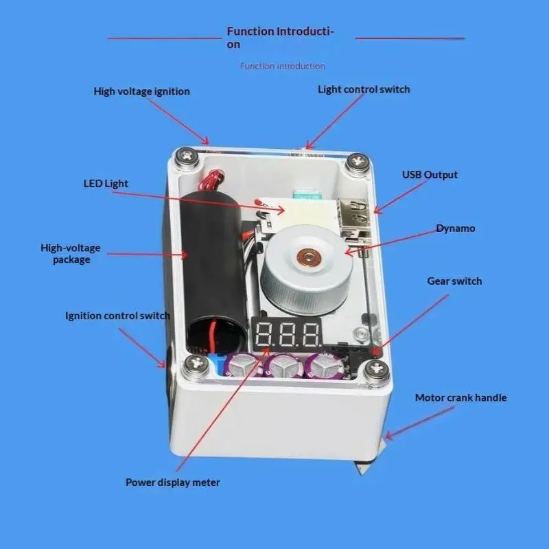 Multifunctional Hand Crank Generator USB Output High Voltage Ignition for Outdoor Camping Emergency Use