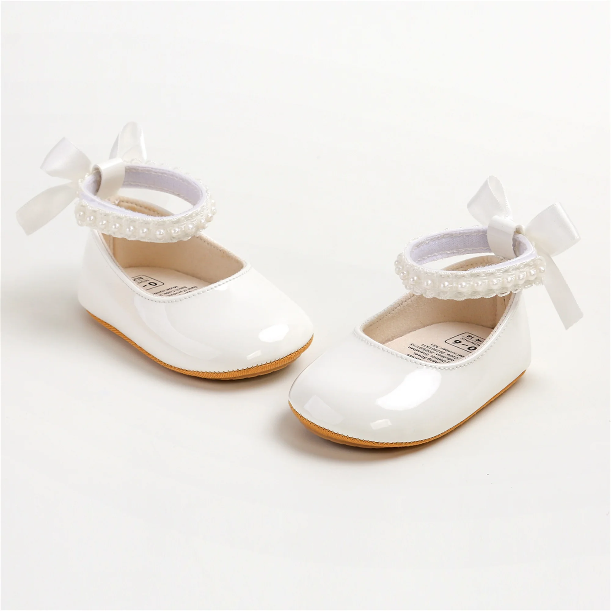 

Infant Girls Sparkling Rhinestone Ballet Flats Comfortable Faux Leather Non-slip Sole First Steps Shoes for Toddlers