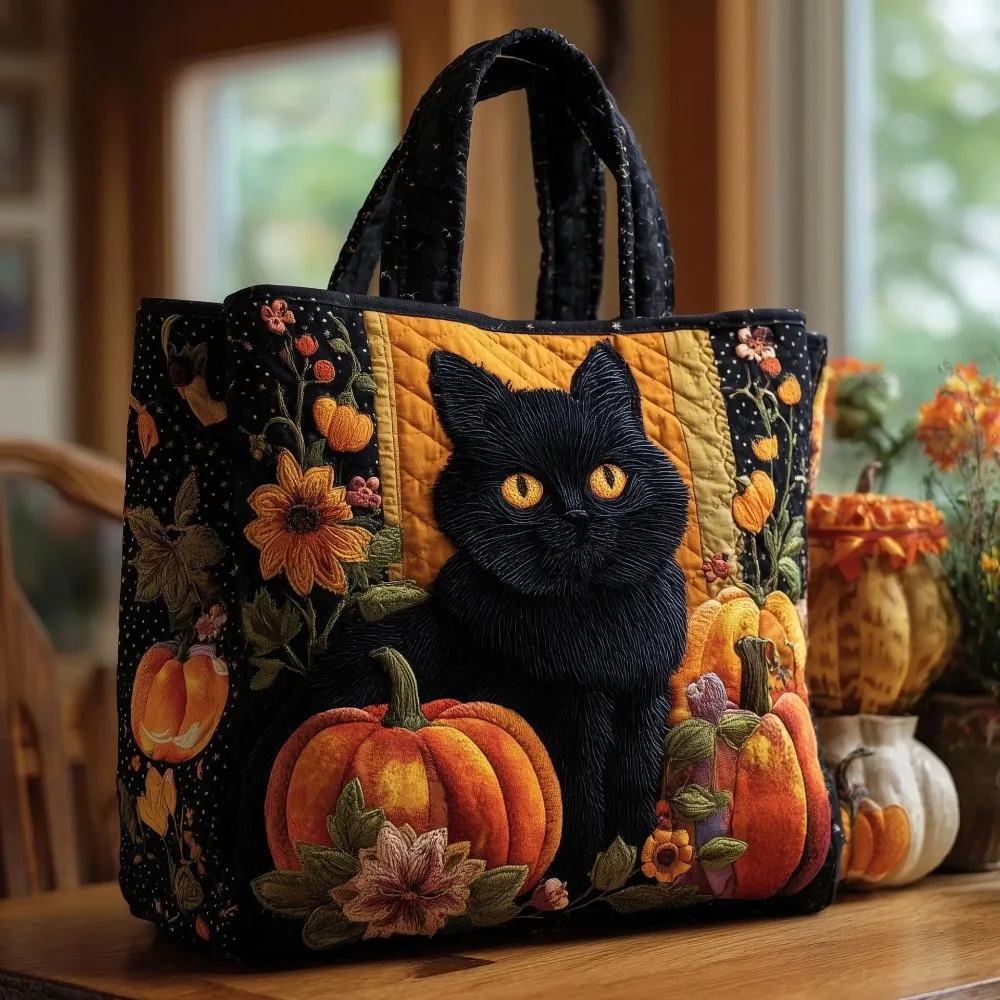 Bolso de mano acolchado con estampado de gatos para mujer, bolso de hombro de lona con estampado 3D vintage, bolso de viaje ligero de gran capacidad