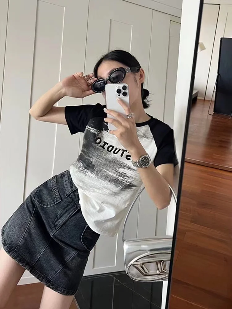 Short Sleeve Tie Dye Cotton T-Shirt Women's Pure Cotton Short Style Summer 2024 Fashion Design Top from Guangzhou Thirteenth ...