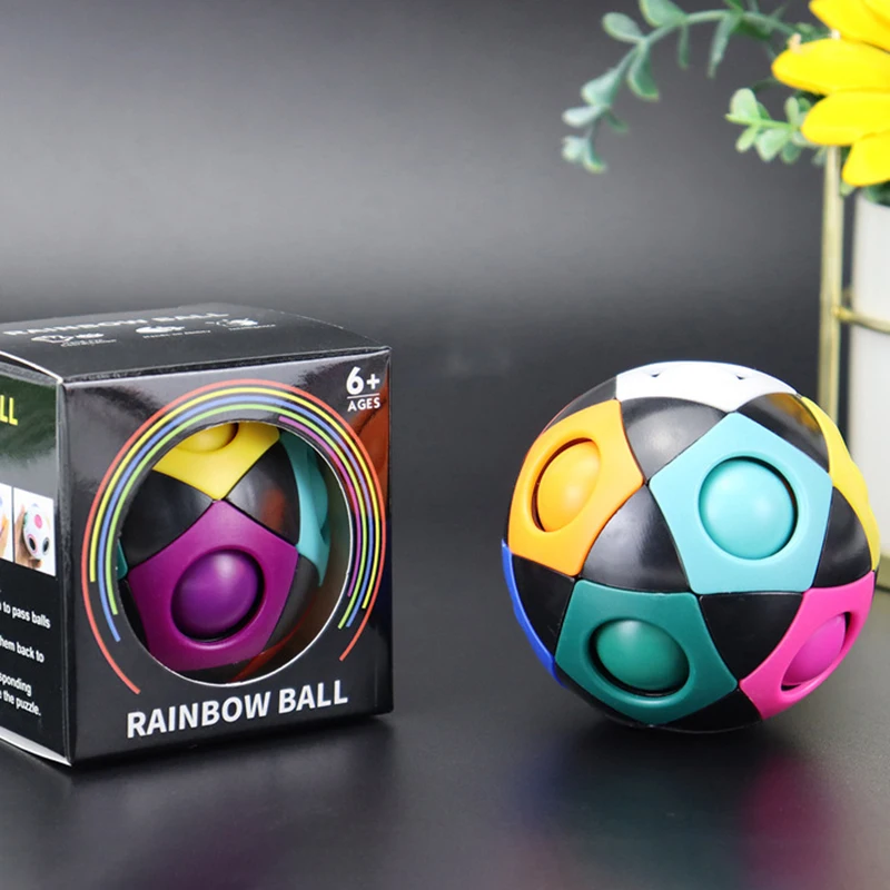 Antistress Fidget Toys Magic Cube Football Rainbow Stress Ball Cube 12 Hole Puzzle Cubo Speed Cubes Decompression Magic Ball