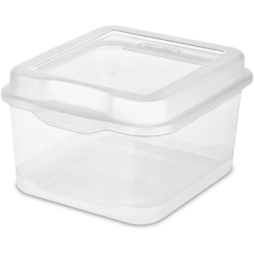 

Storage Bin, FlipTop, Stackable Small with Hinging Lid, Plastic Container to Organize Desk, 1-Pack, Storage Box