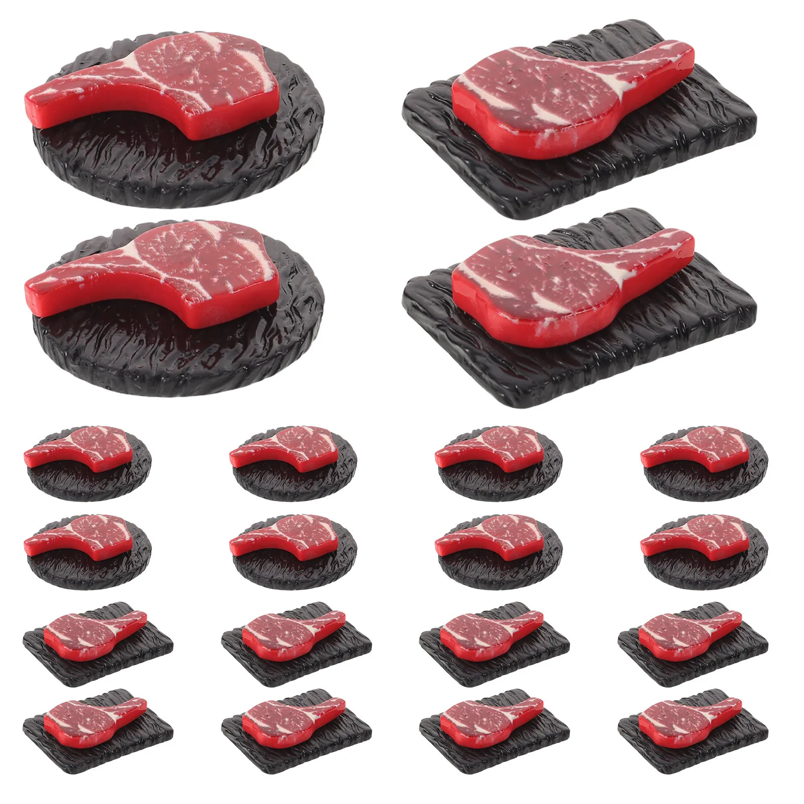 

1Set Realistic Mini Steak Resin Fake Meat Ornament for Dollhouse Kitchen Display Pretend Play Dining Table Simulation