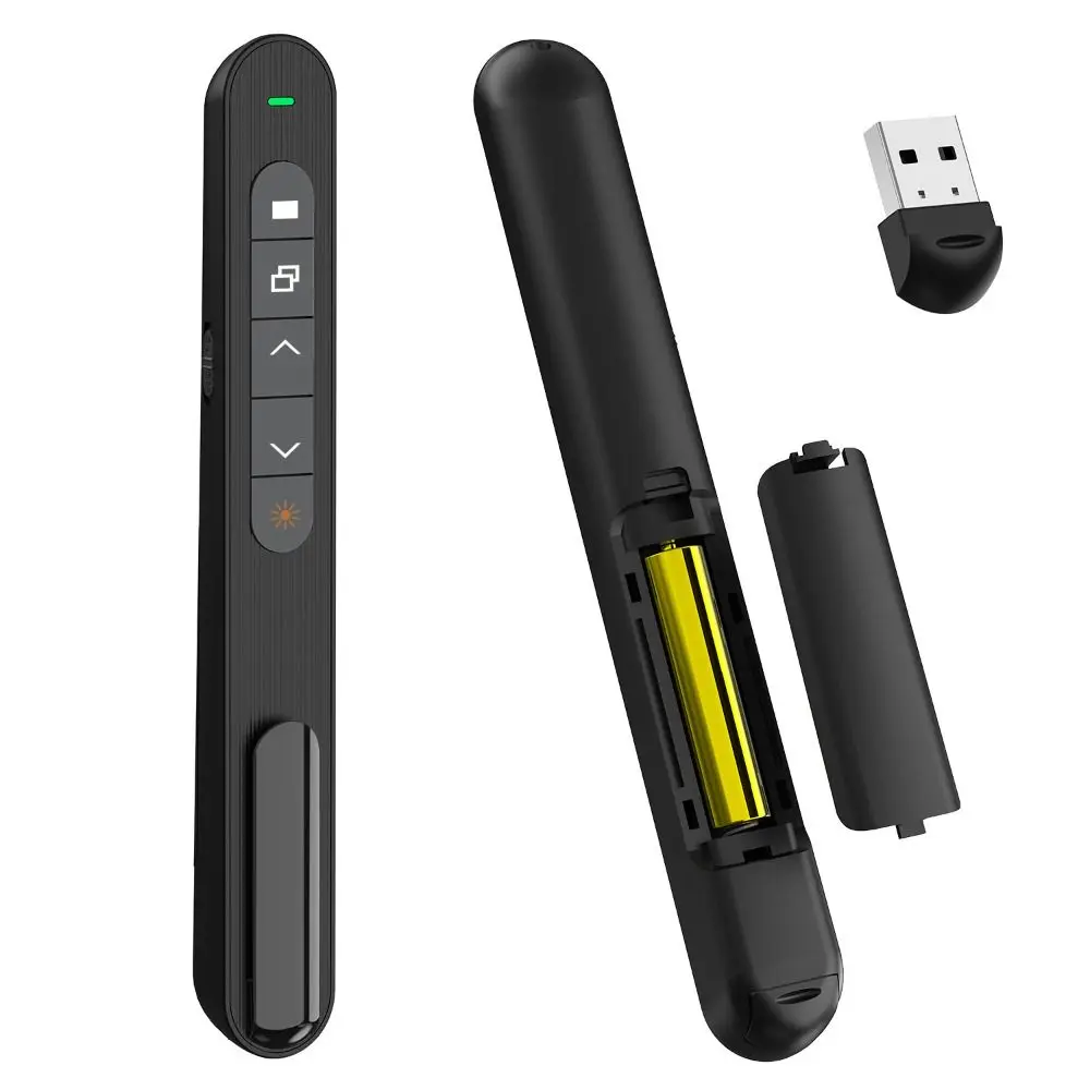 

2.4GHz Wireless Presentation Clicker Infrared Remote USB Charging PPT Laser Flip Pen Red Light with Storage Bag Laser Pointer