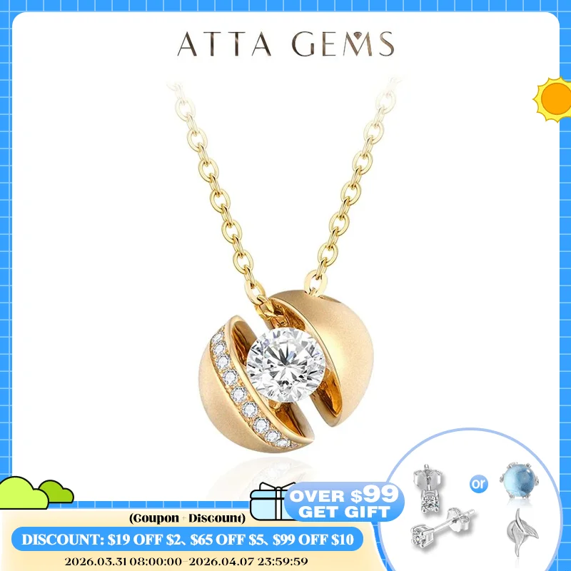 

ATTAGEMS New D Color Round Cut 4.0mm Moissanite Pendant for Women Solid 10K 14K 18K Gold Anniversary Wedding Necklace Gift Party