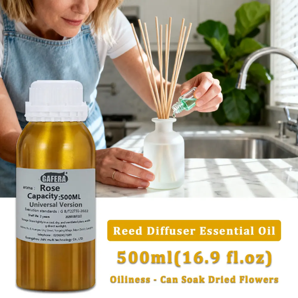 GAFERA 500ml (16.9 fl.oz) Rose Essential Oils - Hotel Diffuser Replenish Aroma Oil, For Reed Diffuser & Flameless Aromatherapy