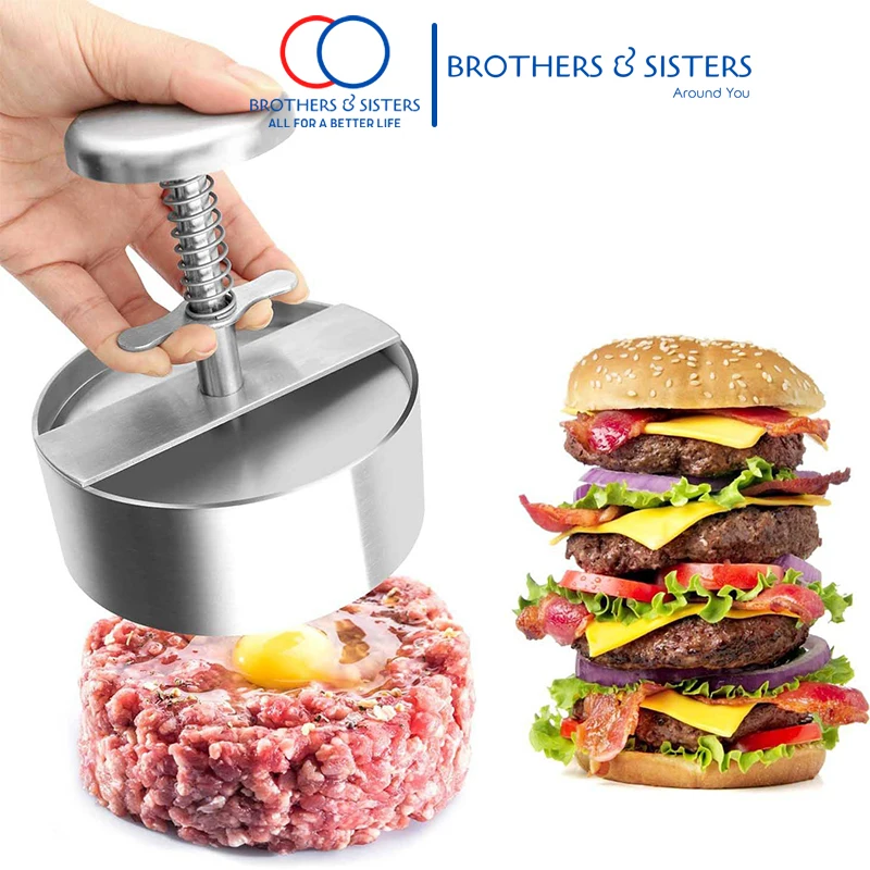 

Manual Food grade 304 stainless steel hamburger patty maker burger press