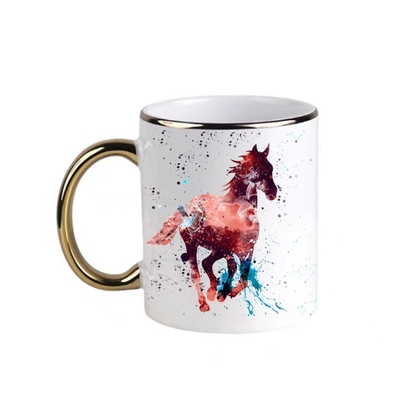 Watercolor Horse Mugs for Home Decor,Coffee Mugs, Tea Cups, Equestrian Gifts,Horseman Rider, Milk Teaware, Drinkware, Coffeeware