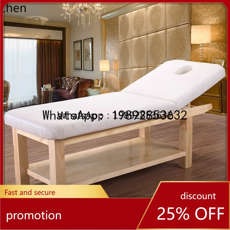 

YFY Solid wood beauty salon special multi-functional massage bed physiotherapy bed pattern embroidery bed