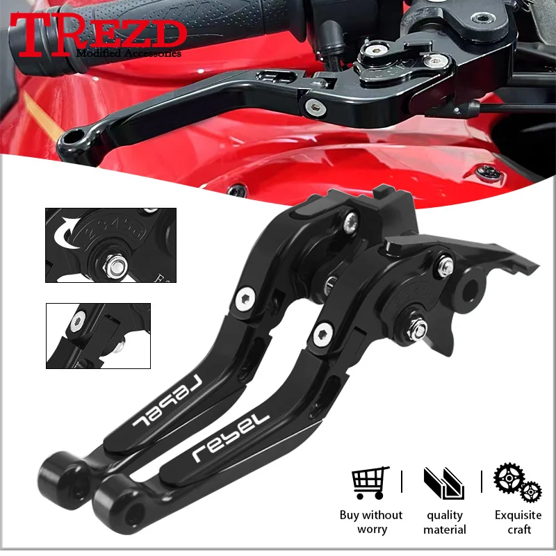 

Motorcycle Accessories For REBEL CMX500 CMX300 2017-2024 Folding Handle bar Brake Lever CNC Extendable Brake Clutch Levers rebel