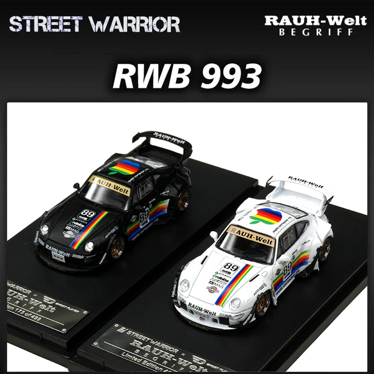 

SW In Stock 1:64 RWB 993 Black Apple Diecast Diorama Car Model Collection Street Warrior