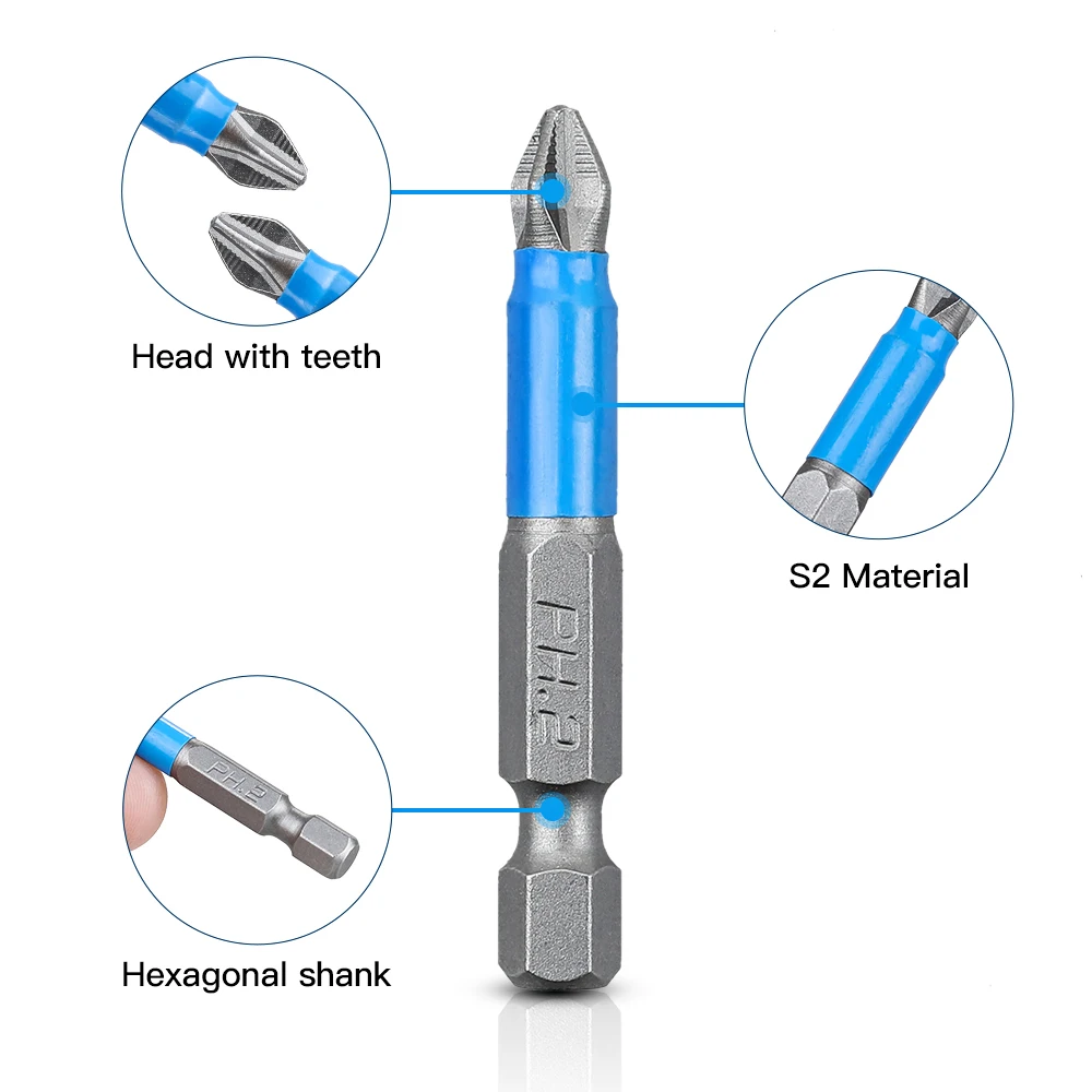 10/5/3Pcs Screwdriver Bits Set 50mm PH2 Anti-slip with Magnetic 1/4\