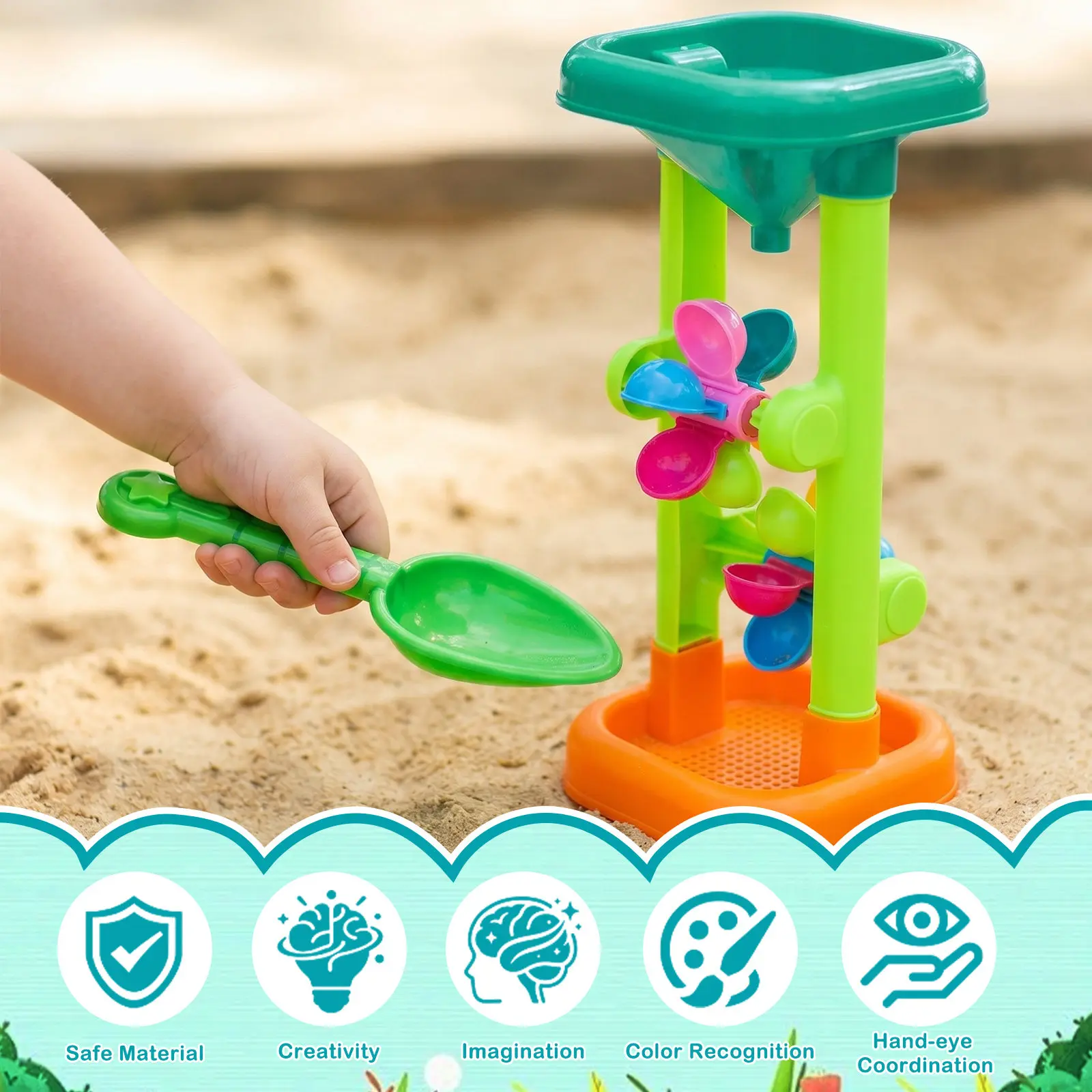 Kids Sand Wheel Hourglass Set – Colorful Beach Water Play Toy for Outdoor Learning & Fun