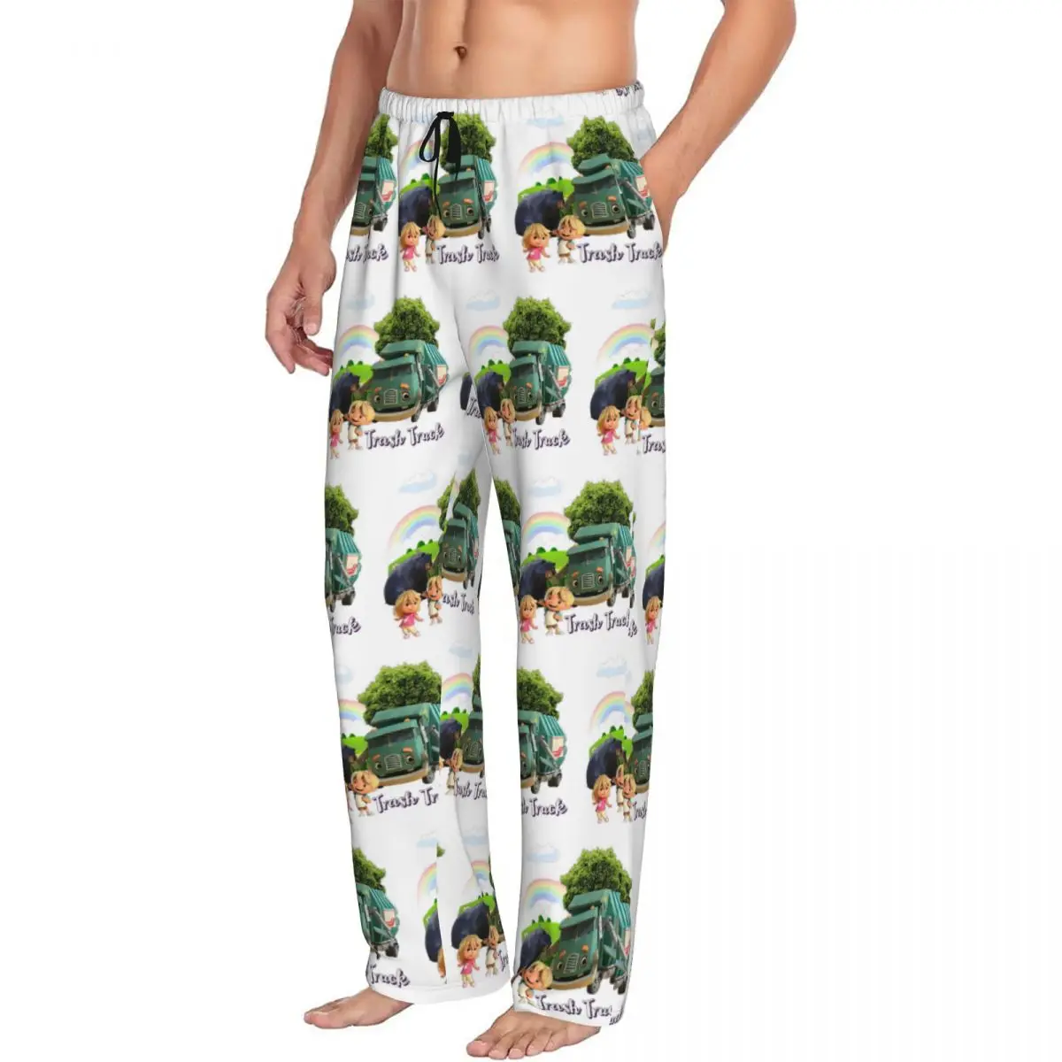 Custom Trash Truck Animation, Trash Truck Netflix Pajama Pants Men Sleepwear Sleep Lounge Bottoms with Pockets
