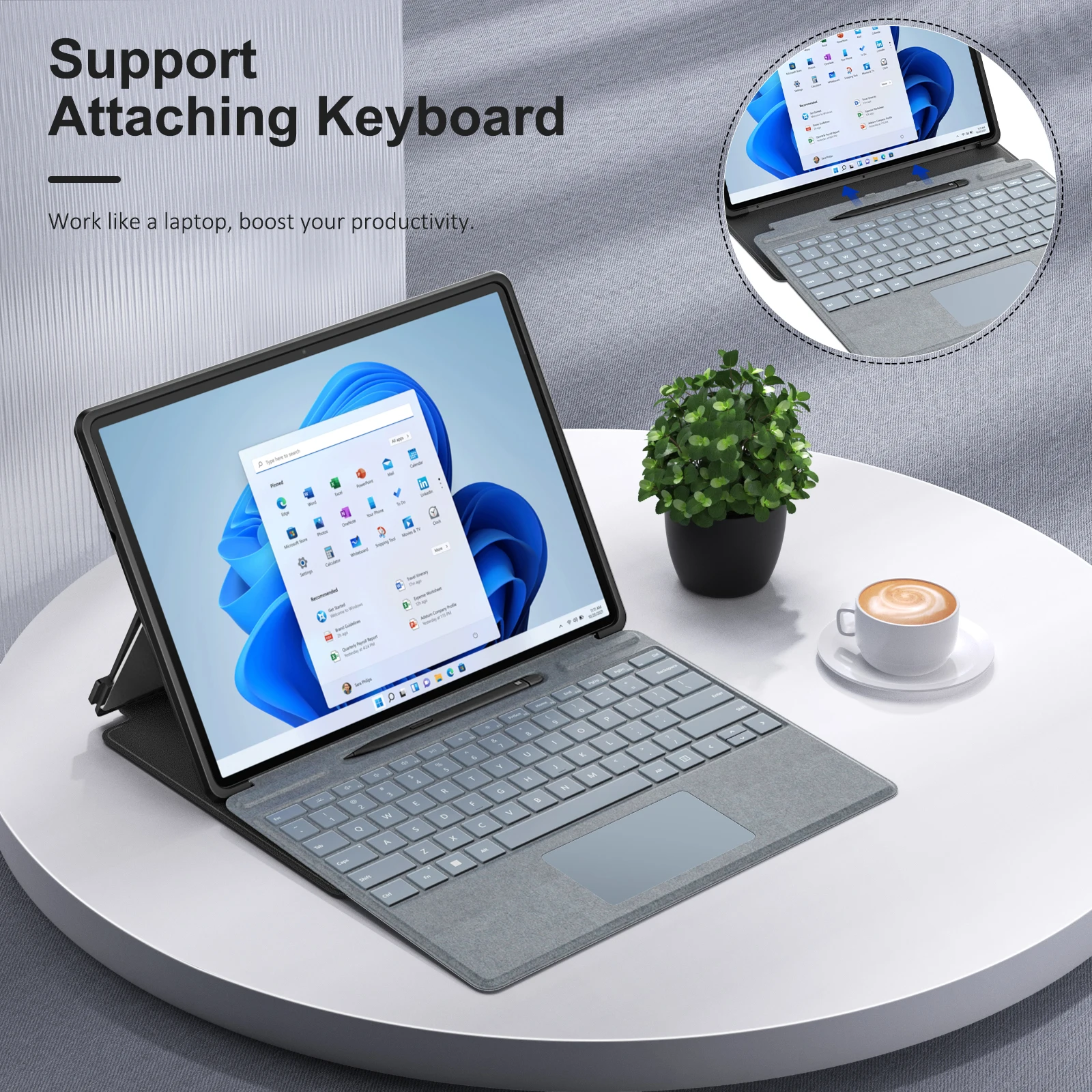 MoKo Case for Microsoft Surface Pro 8-13"2021,Shockproof Protective Cover Shell Case with Transparent PC Shell for Surface pro 8