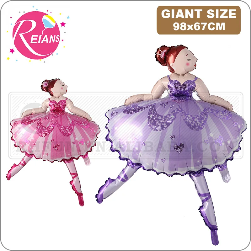 Dancing big pink purple Ballerina Ballet Dancer Girls Foil Helium Balloons Girl's Happy Birthday Party Decorations Supplies toy