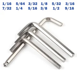 1~5Pcs Inch Allen key Wrench 1/16 5/64 3/32 1/8 5/32 3/16 7/32 1/4 5/16 3/8 1/2 L Shape Ball End Long Arm Hex Key Screwdriver