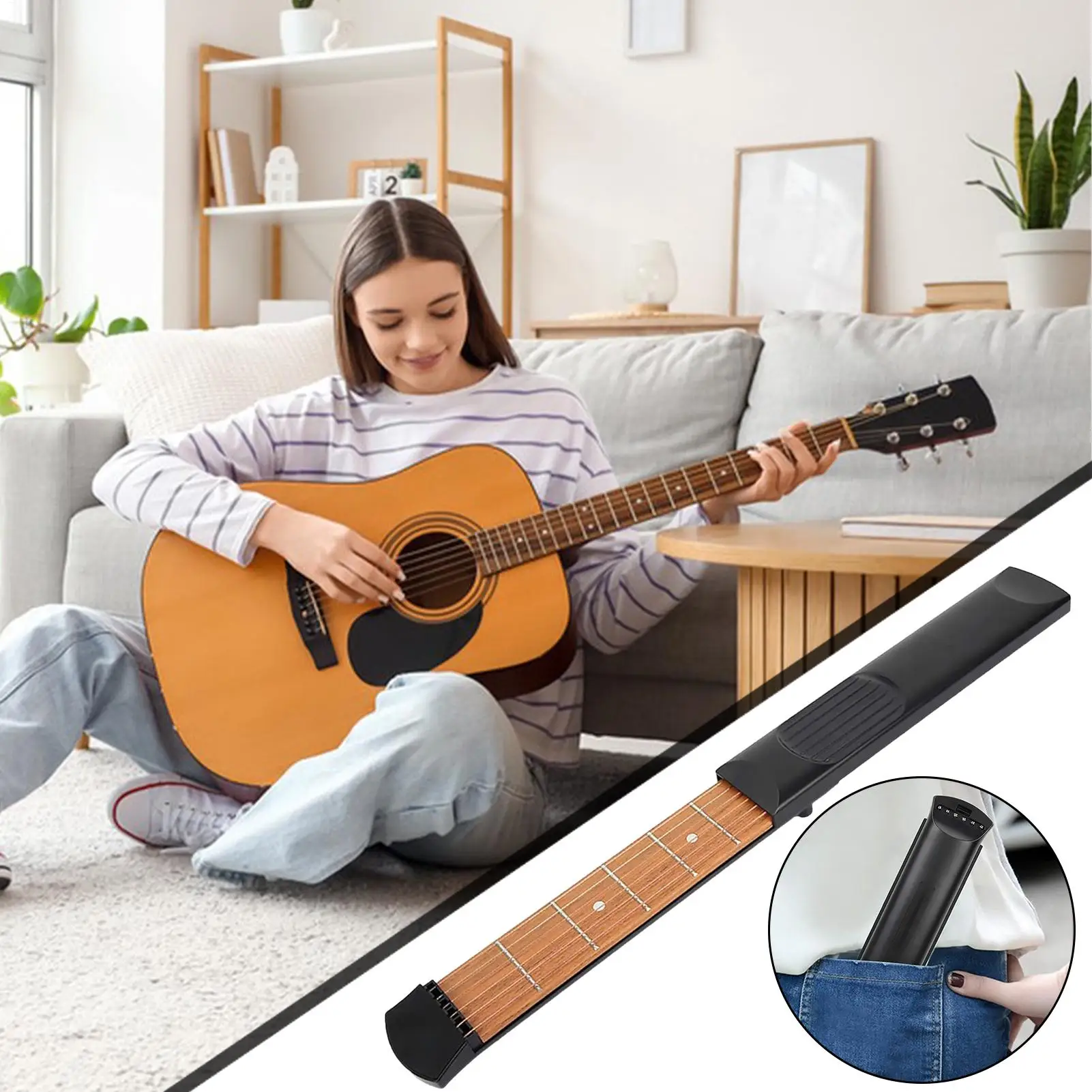 Guitarra portátil, entrenador de guitarra portátil, diapasón para principiantes, entrenamiento de acordes, equipo Musical para escenario, aula, desplazamientos