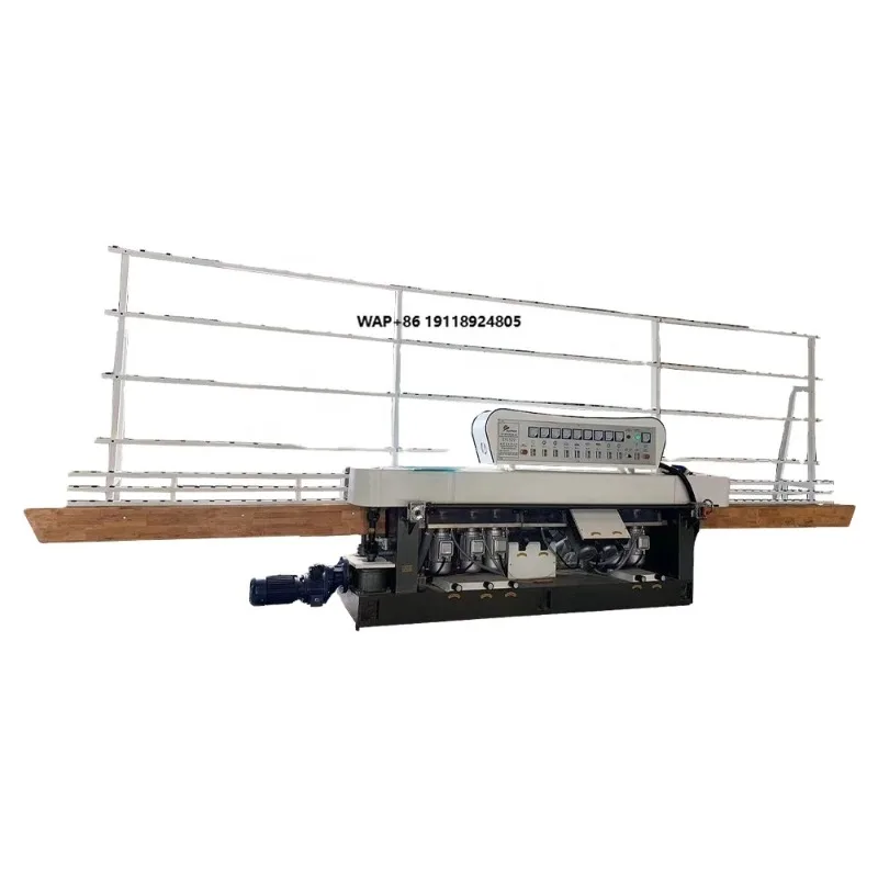 PLC Control 9 Motor Automatic Glass Processing Equipment Straight Line Glass Beveling Edge Polishing Machine
