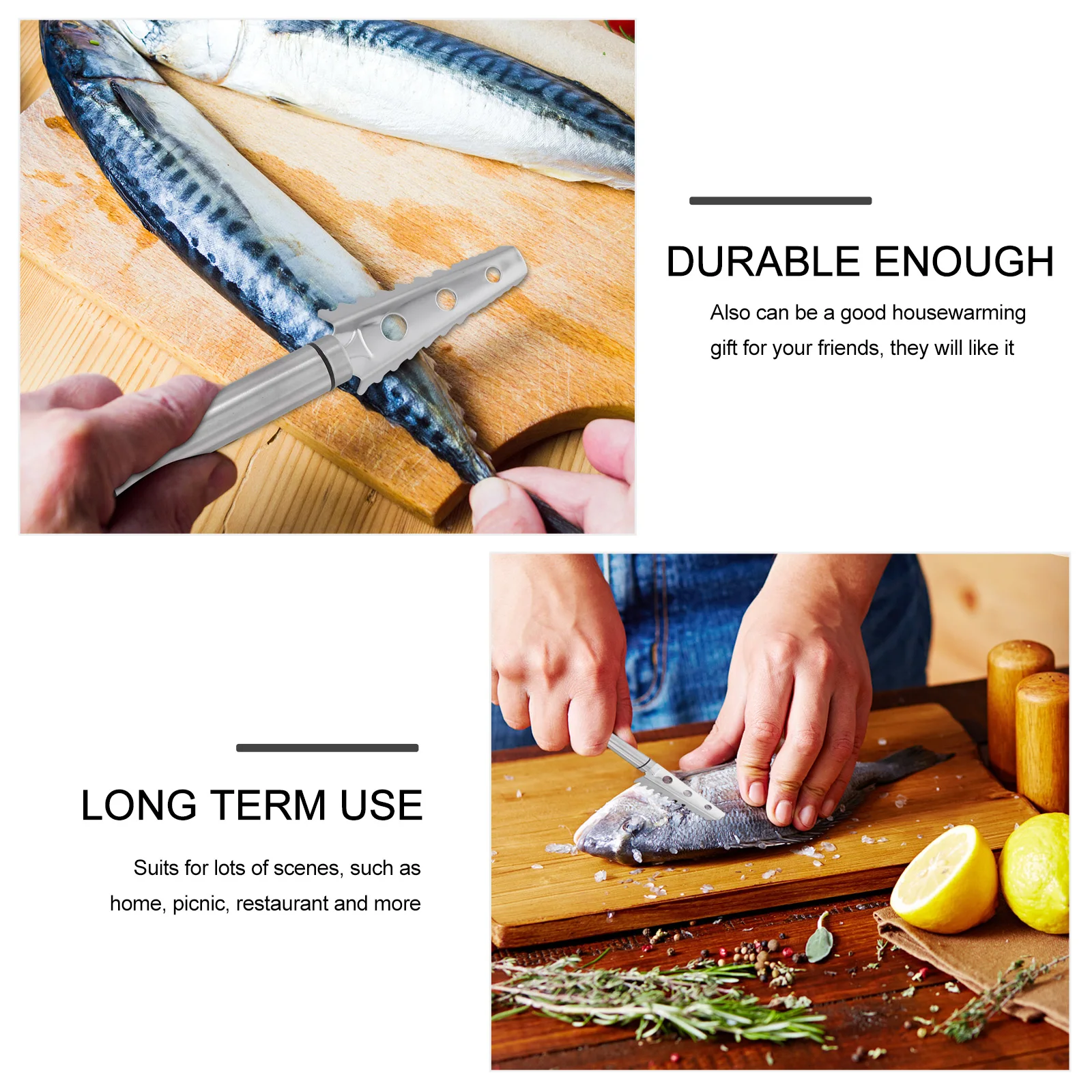 

2Pcs Fish Scale Scraper Kitchen Gadgets Skin Cleaner Remover Tool Stainless Steel Picnic Restaurant Use