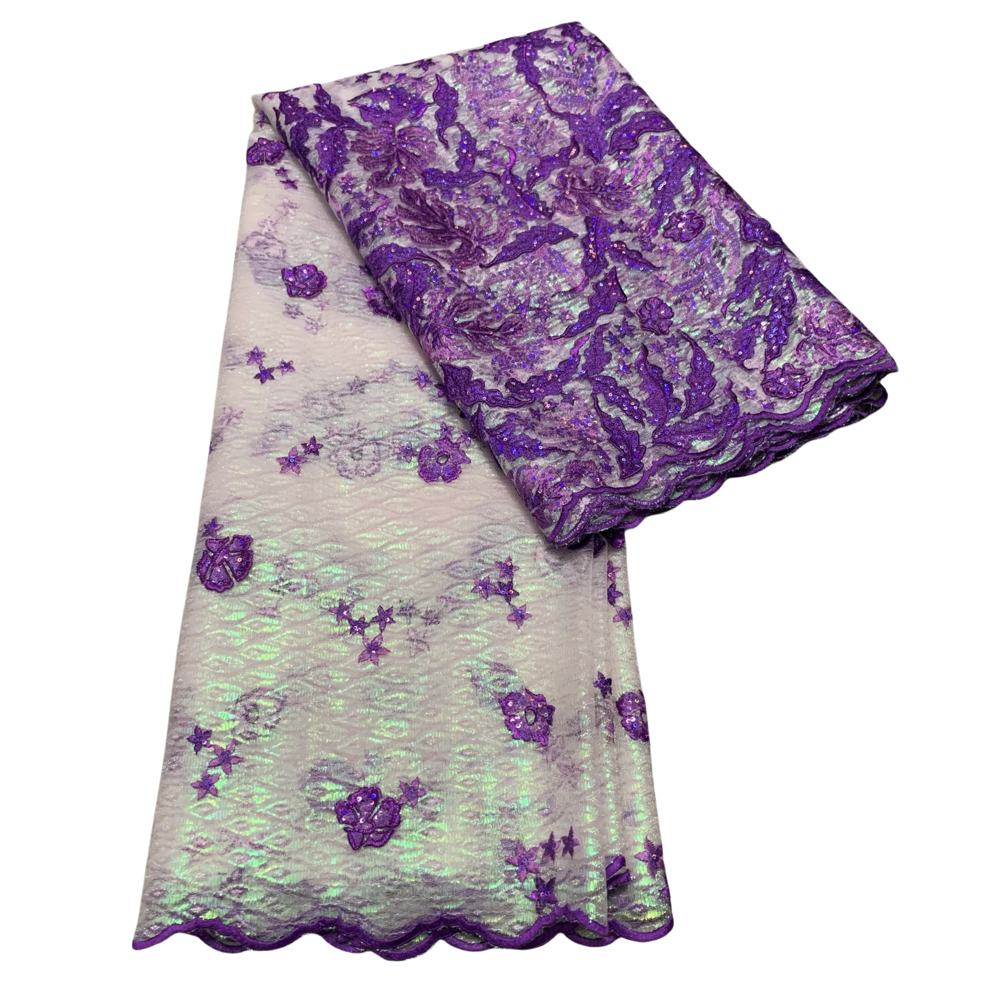 

Shiny Sequins Tulle Lace Fabric High Quality Embroidery Mesh Nigerian African Lace Material for Party Asoebi Dress 2025 Latest