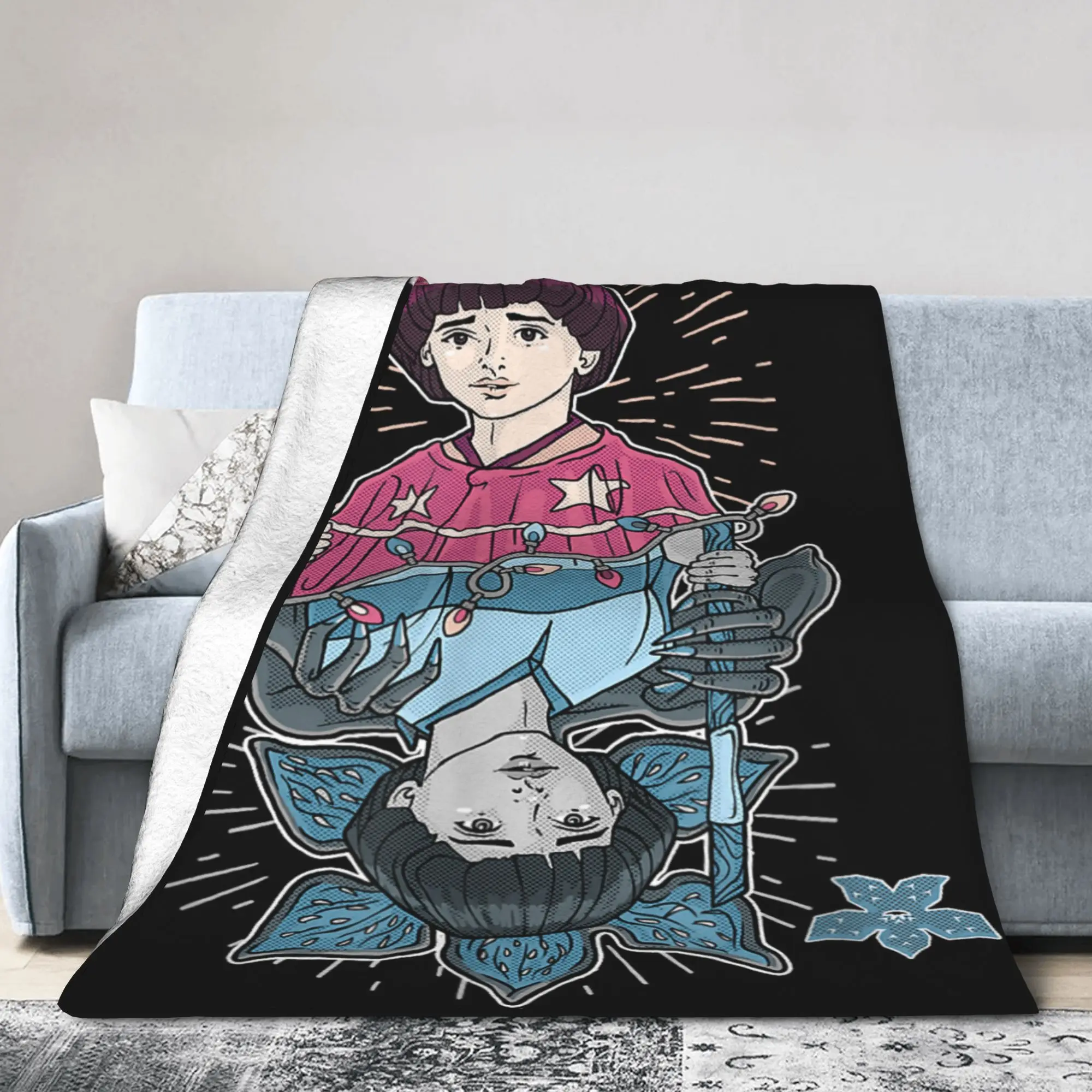Soft Blanket Decorative Will Byers The Wise Upsidedown Card Logo Bedding Throws Flannel Bedspread For Bedroom Sofa Bed Cover